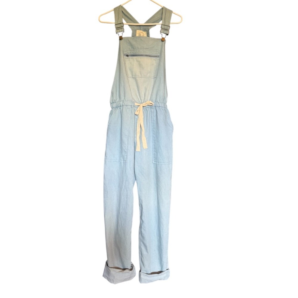 F.FAWN VintageInsp Breezy Soft Denim Overalls Cinched Waist Tie NWOT ⭐️⭐️⭐️⭐️⭐️